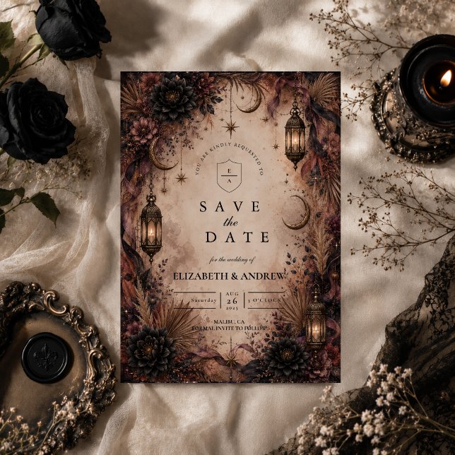 Reserve A Data Casamento Elegante Boho Góthico (Criador carregado)