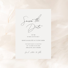 Reserve A Data Casamento Elegante Branco e Negro Clássico