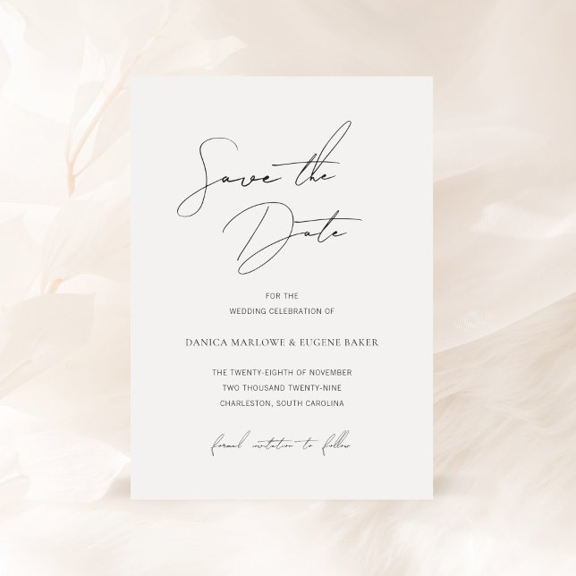 Reserve A Data Casamento Elegante Branco e Negro Clássico (Criador carregado)