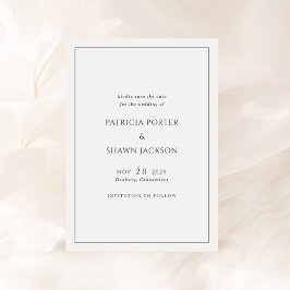 Reserve A Data Casamento Elegante Branco e Negro Simples