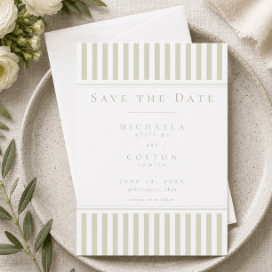 Reserve A Data Casamento Elegante Clássico com Listras em Verde S