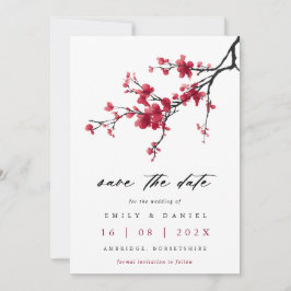 Reserve A Data Casamento Elegante com Aquarela de Flor de Cerejei