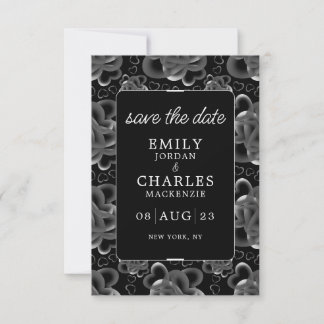 Reserve A Data Casamento Elegante com Corações em Abundância