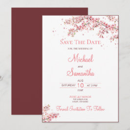 Reserve A Data Casamento Elegante com Flor de Cerejeira