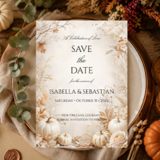 Reserve A Data Casamento Elegante de Abóbora de Outono