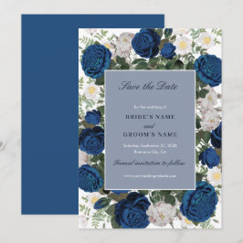 Reserve A Data Casamento Elegante De Aquarela Azul Moderno