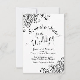 Reserve A Data Casamento Elegante de Caligrafia Branca e Preta