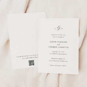 Reserve A Data Casamento elegante de código QR preto e branco ete