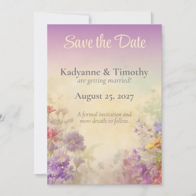 Reserve A Data Casamento Elegante de Dreamy Wildflower (Frente)