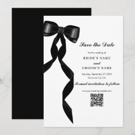 Reserve A Data Casamento Elegante de Fita Arco Negra Formal