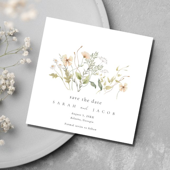 Reserve A Data Casamento Elegante de Flor Selvagem (Elegant Wildflower Wedding Save The Date)