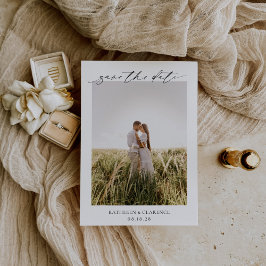 Reserve A Data Casamento Elegante de Foto Branco e Preto Clássico