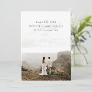 Reserve A Data Casamento Elegante de Foto de Taupe Simples