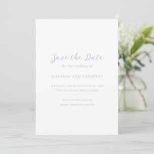 Reserve A Data Casamento Elegante De Foto Lilac Do Script Bold