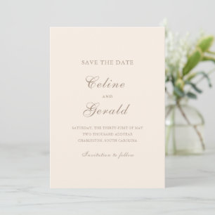 Reserve A Data Casamento Elegante de Foto Neutral Clássica Sandy