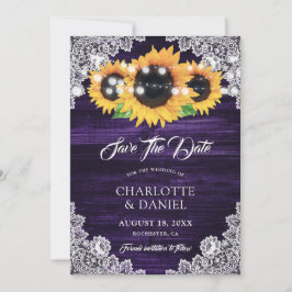 Reserve A Data Casamento Elegante de Girassóis de Renda Floral de