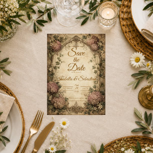 Reserve A Data Casamento Elegante de Hortênsias Vintage