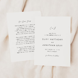 Reserve A Data Casamento Elegante de Monograma Branco e Preto