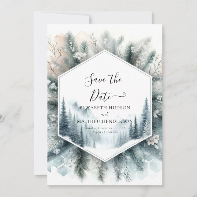 Reserve A Data Casamento Elegante De Montanha Adorável (Frente)