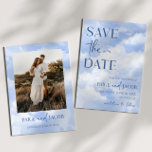 Reserve A Data Casamento Elegante de Nuvens Brancas Azuis<br><div class="desc">Este é um Casamento Elegante Sonhador de Nuvens Brancas Azuis Salvem o Convite de Data!</div>