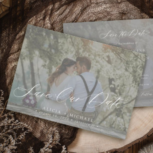 Reserve A Data Casamento elegante de script de sobreposição de fo