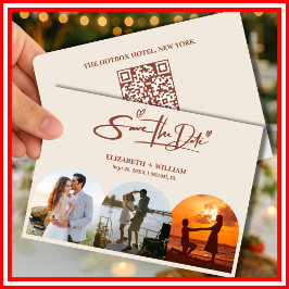 Reserve A Data Casamento elegante do Código QR de Foto Laranja Qu