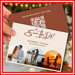 Reserve A Data Casamento elegante do Código QR de Foto Laranja Qu