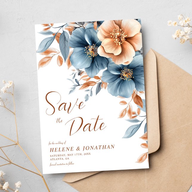 Reserve A Data Casamento Elegante do Jardim de Terracotta Azul de (Dust Blue Terracotta Garden Elegant Wedding Save The Date)