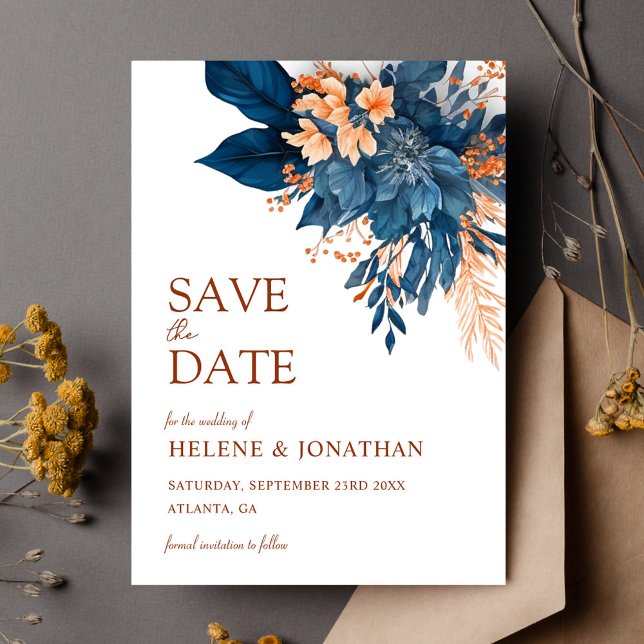Reserve A Data Casamento Elegante Do Jardim Floral Russo Moderno (Modern Rustic Floral Garden Elegant Wedding Save The Date)
