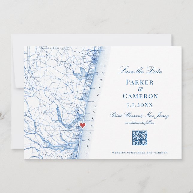 Reserve A Data Casamento Elegante Do Mapa De Nova Jersey (Frente)