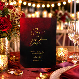 Reserve A Data Casamento Elegante Dourado Preto e Vermelho