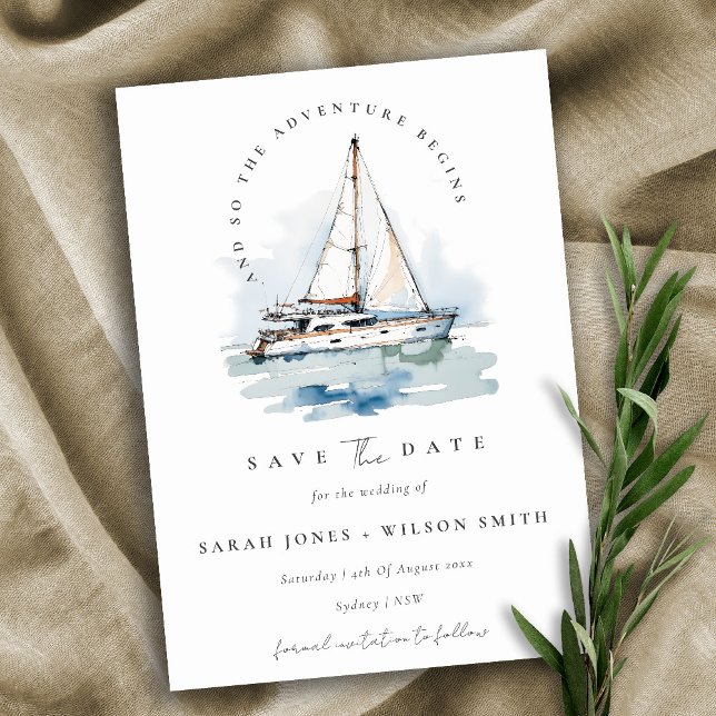 Reserve A Data Casamento Elegante Dusky Sailboat Yacht Seascape (Criador carregado)