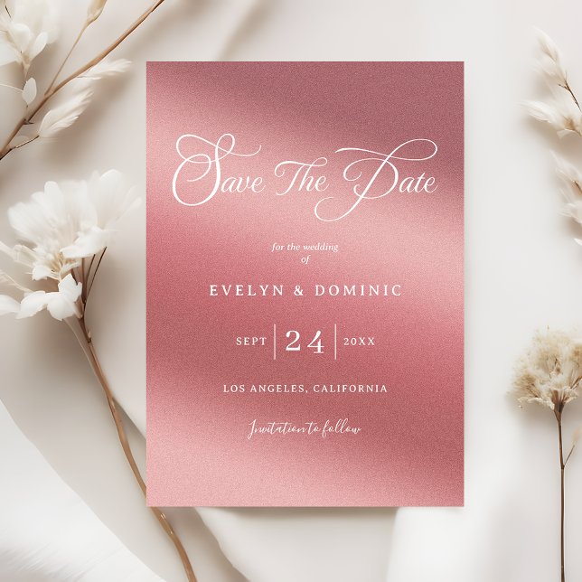 Reserve A Data Casamento Elegante e Chic com Gradiente de Rosa Do (Criador carregado)