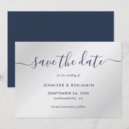 Reserve A Data Casamento Elegante e Minimalista de Marinho Azul e