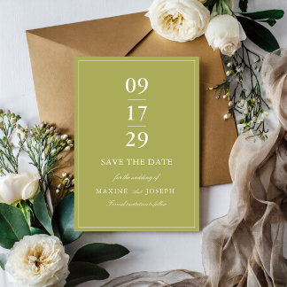 Reserve A Data Casamento Elegante em Verde Oliva com Letra Script