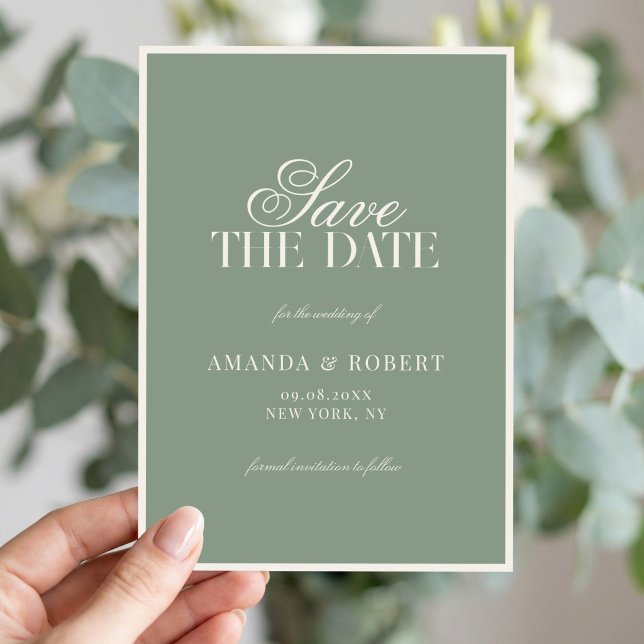 Reserve A Data Casamento Elegante em Verde Sálvia com Estilo de D (Criador carregado)