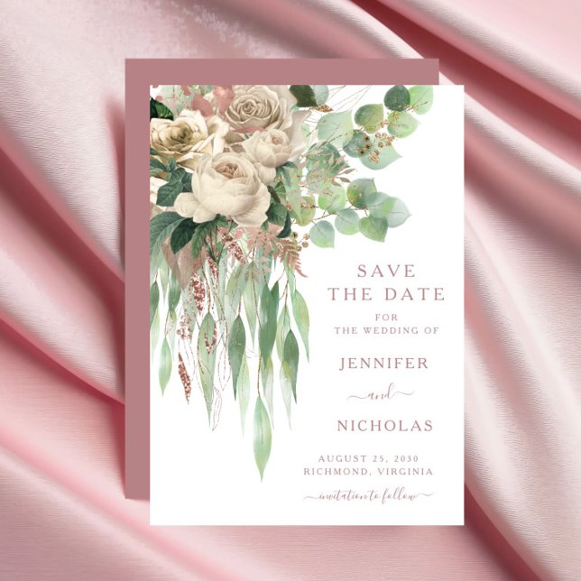 Reserve A Data Casamento Elegante Eucalyptus (Elegant Eucalyptus Wedding Save The Date)