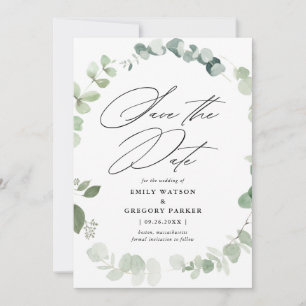 Reserve A Data Casamento Elegante Eucalyptus Calligraphy