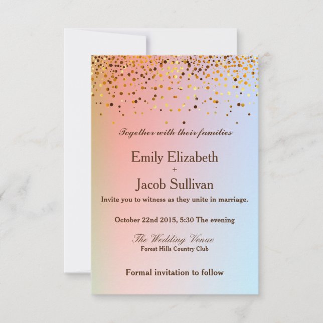 Reserve A Data Casamento Elegante Faux Gold Foil Confetti (Frente)