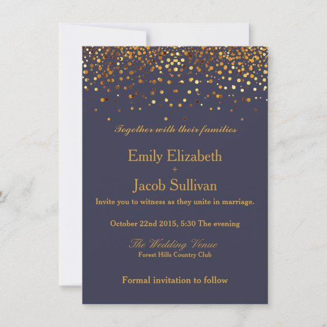 Reserve A Data Casamento Elegante Faux Gold Foil Confetti (Frente)