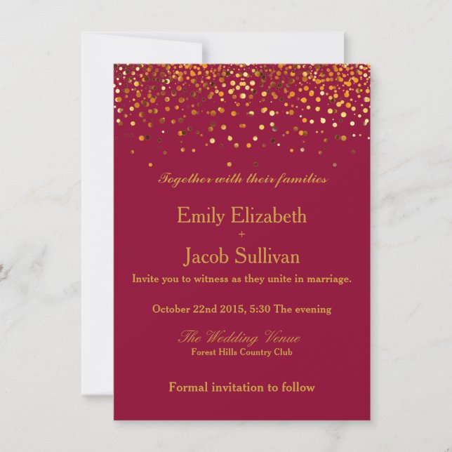 Reserve A Data Casamento Elegante Faux Gold Foil Confetti (Frente)