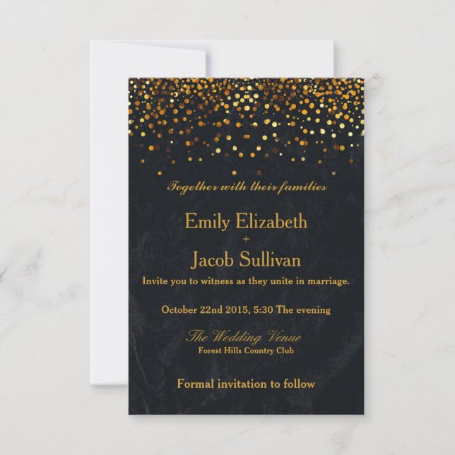Reserve A Data Casamento Elegante Faux Gold Foil Confetti (Frente)