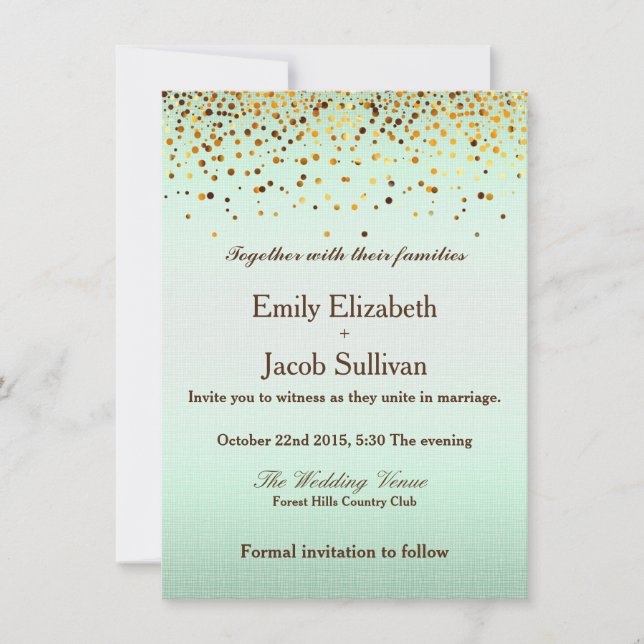 Reserve A Data Casamento Elegante Faux Gold Foil Confetti (Frente)