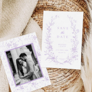 Reserve A Data Casamento Elegante Floral da Lavanda Vitoriana