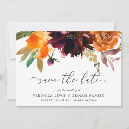 Reserve A Data Casamento Elegante Floral Outono Rústico