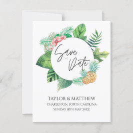 Reserve A Data Casamento Elegante Floral Tropical Watercolor