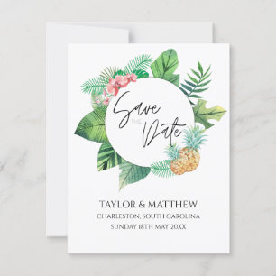 Reserve A Data Casamento Elegante Floral Tropical Watercolor