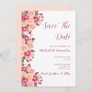 Reserve A Data Casamento Elegante Fucia Pink e Ivory Rosa