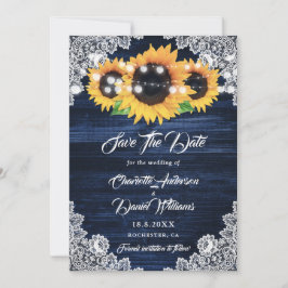 Reserve A Data Casamento Elegante Girassol com Renda de Madeira A