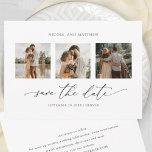 Reserve A Data Casamento Elegante Minimalista Collage<br><div class="desc">Compartilhe sua data de casamento com esta elegante 3 fotos, salve o cartão. Fácil preencher modelo e pedir seus impressões! Design branco e preto. Volte com a área para ver os detalhes que quiser. Capacidade de editar design e fazer alterações usando a ferramenta do editor. Elegante, simples e na moda....</div>